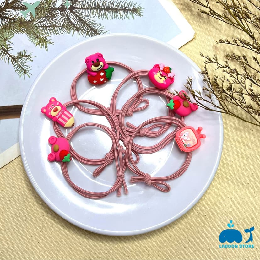 Ảnh Dây thun cột tóc Laboon đính charm sticker dễ thương dành cho bạn nữ 3