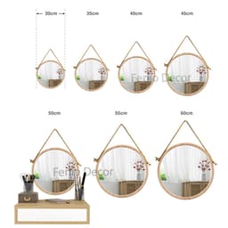 Thumbnail Gương tròn treo tường khung viền GỖ SỒI GỖ TỰ NHIÊN KHÔNG Ố MỐC decor treo tường dây thừng hoặc móc treo phía sau 3