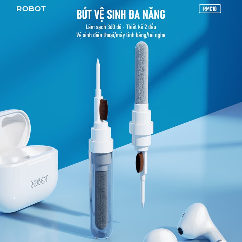 Ảnh Bút Vệ Sinh Đa Năng Wook RMC10 3 Trong 1 Vệ Sinh Tai Nghe, Điện Thoại, Máy Tính Bảng - Hàng Chính Hãng 1