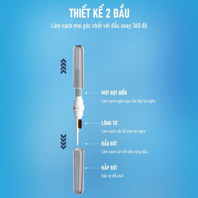 Ảnh Bút Vệ Sinh Đa Năng Wook RMC10 3 Trong 1 Vệ Sinh Tai Nghe, Điện Thoại, Máy Tính Bảng - Hàng Chính Hãng 2