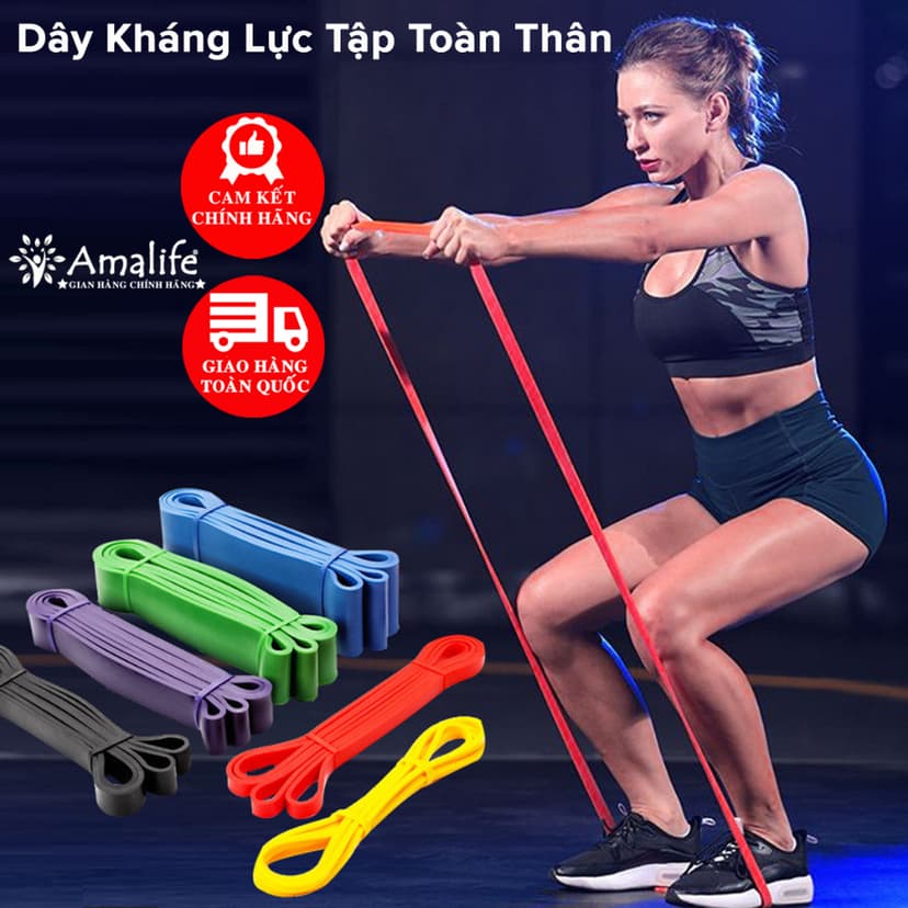 Ảnh Dây Cao Su Kháng Lực Hỗ Trợ Tập Gym Lên Xà, Dây Kháng Lực Tập Toàn Thân Powerband Đa Năng Thể Thao Chính Hãng Amalife 1