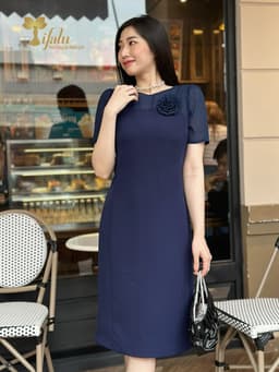 Thumbnail Váy nữ đầm thiết kế cao cấp trung niên Zol by TIFALU dáng suông chất tuyết lạnh - ZOL941NAVY 3