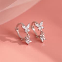Thumbnail Khuyên bấm bạc 925 cao cấp Dế Bạc cánh Butterfly treo đá nhỏ dễ thương - K6338 1