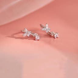 Thumbnail Khuyên bấm bạc 925 cao cấp Dế Bạc cánh Butterfly treo đá nhỏ dễ thương - K6338 2