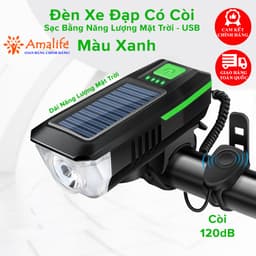 Thumbnail Đèn Xe Đạp Sạc Năng Lượng Mặt Trời Cổng USB Đèn Còi Xe Đạp Chuông 5 Âm Thanh 3 Chế Độ Sáng Chính Hãng Amalife 1