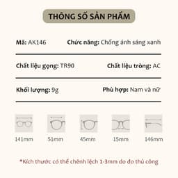Thumbnail Kính Chống Ánh Sáng Xanh Gọng Siêu Dẻo AORON Giảm Mỏi Mắt Chống Tia Bức Xạ, Hạn Chế Cận Thị Có Thể Thay Tròng AK146 2
