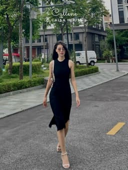 Thumbnail Đầm body nữ dáng dài cổ tròn thun gân 4 chiều tôn dáng Callene (LSE945) 3