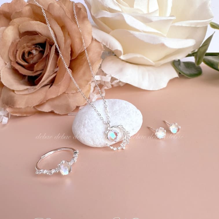Ảnh Bộ Trang Sức Bạc 925 Moonstone DẾ BẠC Đá Ánh Trăng Lấp Lánh Quà Tặng Bạn Gái Người Yêu D4426 1