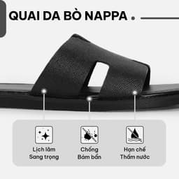 Thumbnail Dép chữ h G2 Helios quai ngang da bò cao cấp, Dép hermes nam thời trang công sở đi làm 2