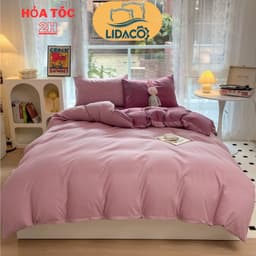 Thumbnail Bộ vỏ chăn ga gối cotton tici Lidaco cotton đũi trơn dày decor phòng ngủ vintage đủ mọi cỡ nệm 2