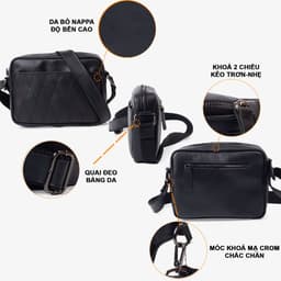 Thumbnail Túi đeo chéo da bò Saturn Bụi Leather DC111a Da bò Nappa cao cấp 3