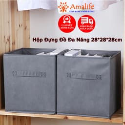 Thumbnail Hộp Vải Đựng Đồ Lót Tất Quần Áo Chăn Màn Đa Năng Hình Vuông TD4 Gấp Gọn Hộp Đựng Đồ 28x28x28cm Không Nắp Hãng Amalife 1