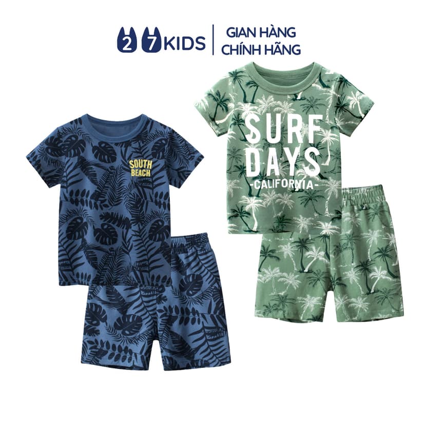 Ảnh Bộ quần áo thun ngắn tay cho bé trai 27Kids đồ bộ nam cho trẻ từ 2-10 tuổi BSSE1 1