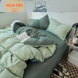 Thumbnail Bộ vỏ chăn ga gối cotton tici Lidaco cotton đũi trơn dày decor phòng ngủ vintage đủ mọi cỡ nệm 1