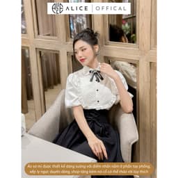 Thumbnail Set Áo Sơ Mi Chân Váy Dài ALICE Đồ Công Sở Tay Phồng Xếp Ly Ngực Kèm Chân Váy Cạp Cao Xòe S296 3
