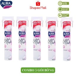 Thumbnail Combo 5 gói bông tẩy trang Aura Beauty Cotton Pads 150 miếng (5x150) 3