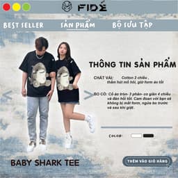 Thumbnail Áo thun FIDE cá mập Baby Shark phông unisex nam nữ form rộng cổ tròn ulzzang BABY SHARK 02 3