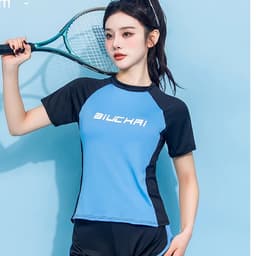 Thumbnail Đồ bơi Bikini nữ LUHAZO kín đáo Đùi 2022 ngắn Tay đi biển 2 mảnh bigsize du lịch Đẹp Co Giãn 9010 3