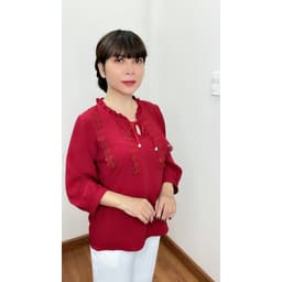 Thumbnail Bộ Đồ Trung Niên MAI THY S569, Set Áo Cổ Bèo Phối Quần Thun Trung Niên BigSize 90Kg | Thời Trang Trung Niên U40 3