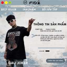 Thumbnail Áo thun FIDE unisex nam nữ form rộng cổ tròn GẤU JOKER 2