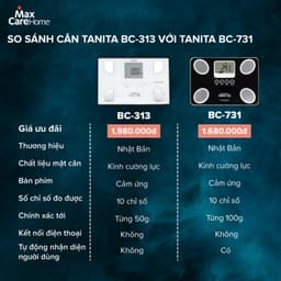 Thumbnail Cân điện tử sức khỏe phân tích chỉ số cơ thể Tanita BC-731 & BC-313 Nhật Bản tự nhận diện người dùng, chính xác, nhỏ gọn 3