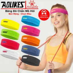 Thumbnail Băng Đô Đeo Trán Ngăn Mồ Hôi Bản To Siêu Thấm Hút Cotton Dày Dặn Thoáng Khí Sweatband AL2108 Chạy Bộ Gym Hãng Aolikes 1