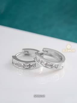 Thumbnail Khuyên tai nữ chuôi bạc 925 Eleanor Accessories dáng tròn bông tai đính đá phụ kiện trang sức 6141 2