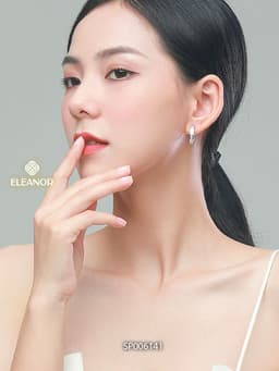 Thumbnail Khuyên tai nữ chuôi bạc 925 Eleanor Accessories dáng tròn bông tai đính đá phụ kiện trang sức 6141 1