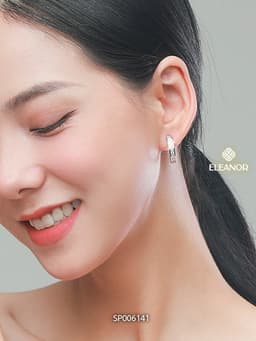 Thumbnail Khuyên tai nữ chuôi bạc 925 Eleanor Accessories dáng tròn bông tai đính đá phụ kiện trang sức 6141 3