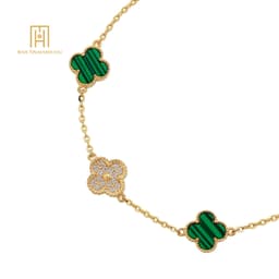 Thumbnail Lắc tay vàng tây 10K cỏ 4 lá đá vân xanh phong cách Ý Bảo Tín Mạnh Hải PYLTV10KDH-206003 2