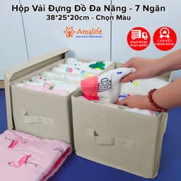Thumbnail Bộ 2 Túi Vải Đựng Quần Áo Đồ Lót Tất Chia 7 Ngăn Gọn Gàng Tiện Lợi Vải Oxford Hộp Vải Đựng Đồ HQ2a Chính Hãng Amalife 1