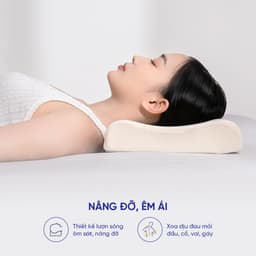Thumbnail Gối Cao Su Thiên Nhiên Gummi Pudding Thiết Kế Công Thái Học Lượn Sóng Nâng Đỡ Thoáng Khí Dành Cho Người Nằm Thấp 4