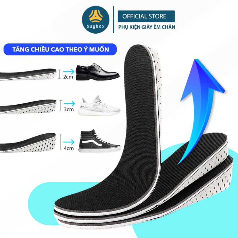 Ảnh Lót giày độn đế tăng chiều cao 2cm, 3cm, 4cm cấu tạo tổ ong thoáng khí - buybox - BBPK57 1