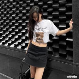Thumbnail Áo thun NELLY Cotton 260gsm Premium - Brownie dễ thương Tay Lỡ Form Rộng Nam Nữ 1