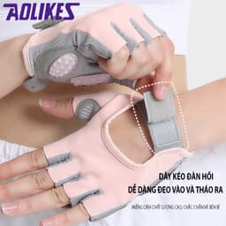 Thumbnail Găng Tay Thể Thao  Aolikes Tập Gym Chất Liệu Thoáng Khí Với Miếng Đệm Silicon Chống Trượt 4