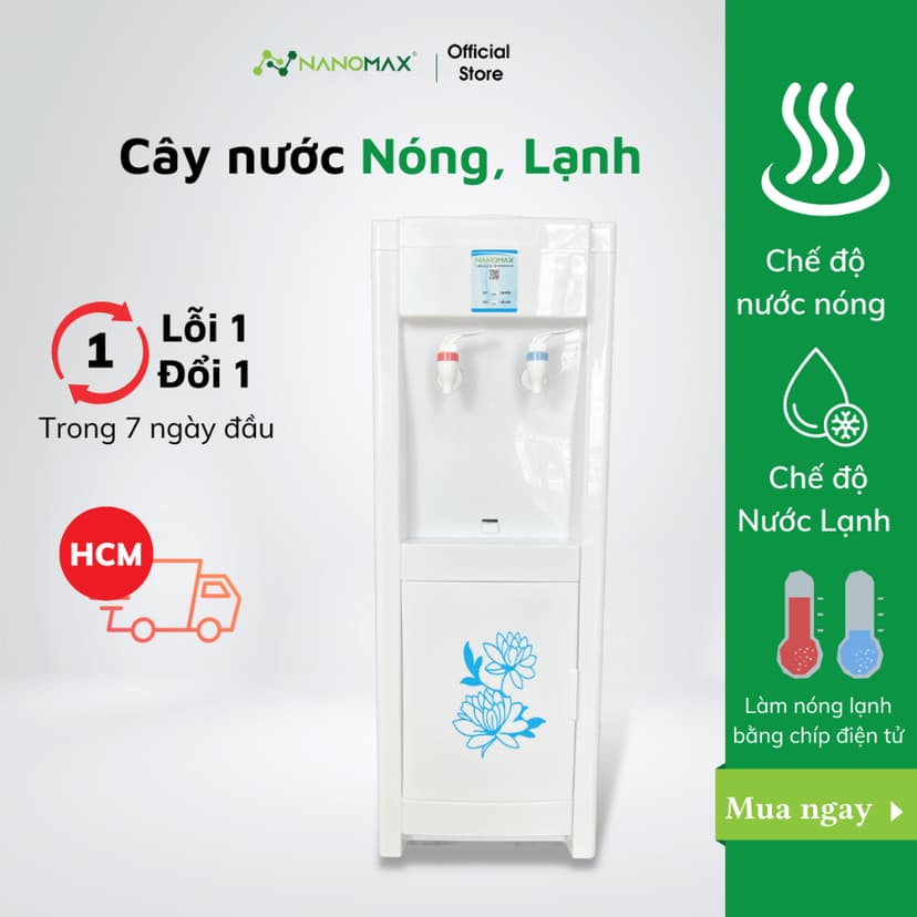 Ảnh Cây Nước Nóng Lạnh Nanomax KF800, Công Nghệ Nhiệt Độ Kép 2 Vòi Nóng Lạnh, Tủ Đựng Đồ, Tự Động Ngắt Điện An Toàn Sử Dụng 1