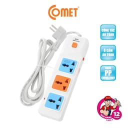 Thumbnail Ổ Cắm Điện Nối Dài COMET CES10302 2500W Dài 2m, 3 lỗ 3 chấu, có cầu chì bảo vệ 2