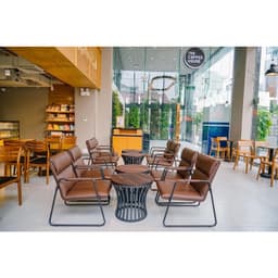 Thumbnail Ghế thư giãn Nghiafurniture Arm chair NF1 - Dệm da pu cao cấp màu nâu da bò, khung hợp kim sơn tĩnh điện 3
