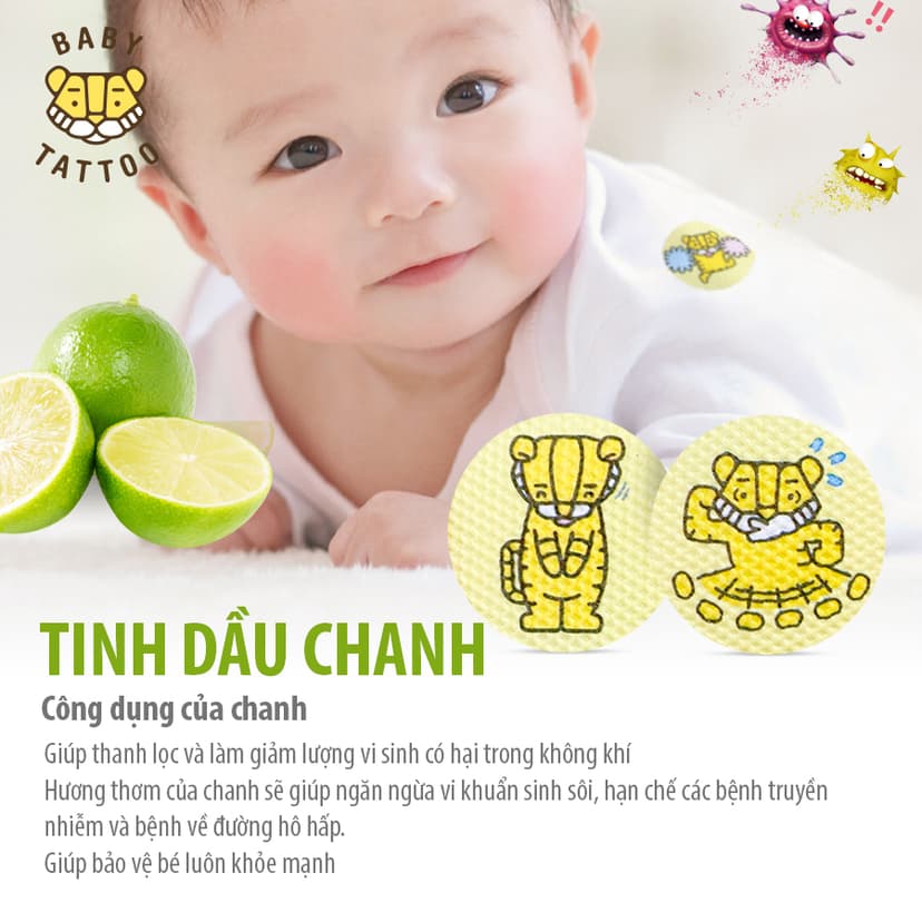 Ảnh BABY TATTOO Miếng Dán Chống Muỗi, Côn Trùng Cho Trẻ Em Từ Thiên Nhiên Hương Thảo Dược Nhẹ Nhàng 1 hộp 24 miếng 3