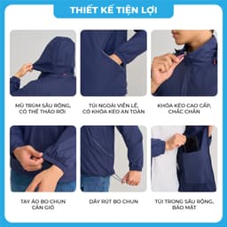 Thumbnail Áo Gió Nam 𝐂𝐀𝐑𝐃𝐈𝐍𝐀 2 Lớp Chất Vải Gió Cao Cấp Chống Thấm Nước Cản Gió Trẻ Trung 3GNM01 2