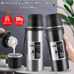 Thumbnail Bình Inox Giữ Nhiệt Nóng Lạnh Nhỏ 800ml Có Nút Nhấn Uống Luôn Có Cốc, Quai Tiện Dụng Chọn Màu Chính Hãng Amalife 1