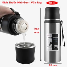 Thumbnail Bình Inox Giữ Nhiệt Nóng Lạnh Nhỏ 800ml Có Nút Nhấn Uống Luôn Có Cốc, Quai Tiện Dụng Chọn Màu Chính Hãng Amalife 2