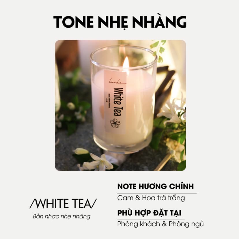 Ảnh Nến Thơm Phòng Cao Cấp LoveDear White Tea Từ Tinh Dầu Thiên Nhiên và Sáp Cọ - Trang Trí Decor 100g & 200g 2