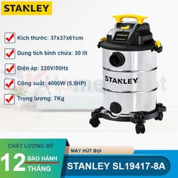 Thumbnail Máy hút bụi công nghiệp khô và ướt Stanley SL19417-8A 4000W 5.5HP - bộ lọc HEPA - Bảo hành 12 tháng Kèm Phụ Kiện 3