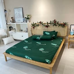 Thumbnail Bộ ga gối cotton poly LIDACO decor phòng ngủ vintage drap giường đủ size nệm 1m2, 1m4 1m6 1m8 2m2 1