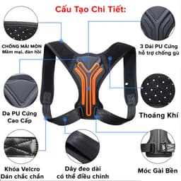 Thumbnail Đai Chống Gù Lưng Trẻ Em Người Lớn Chọn Size Có Nẹp Da PU Cứng Tăng Chiều Cao Cho Dân Văn Phòng A02 Chính Hãng Amalife 4