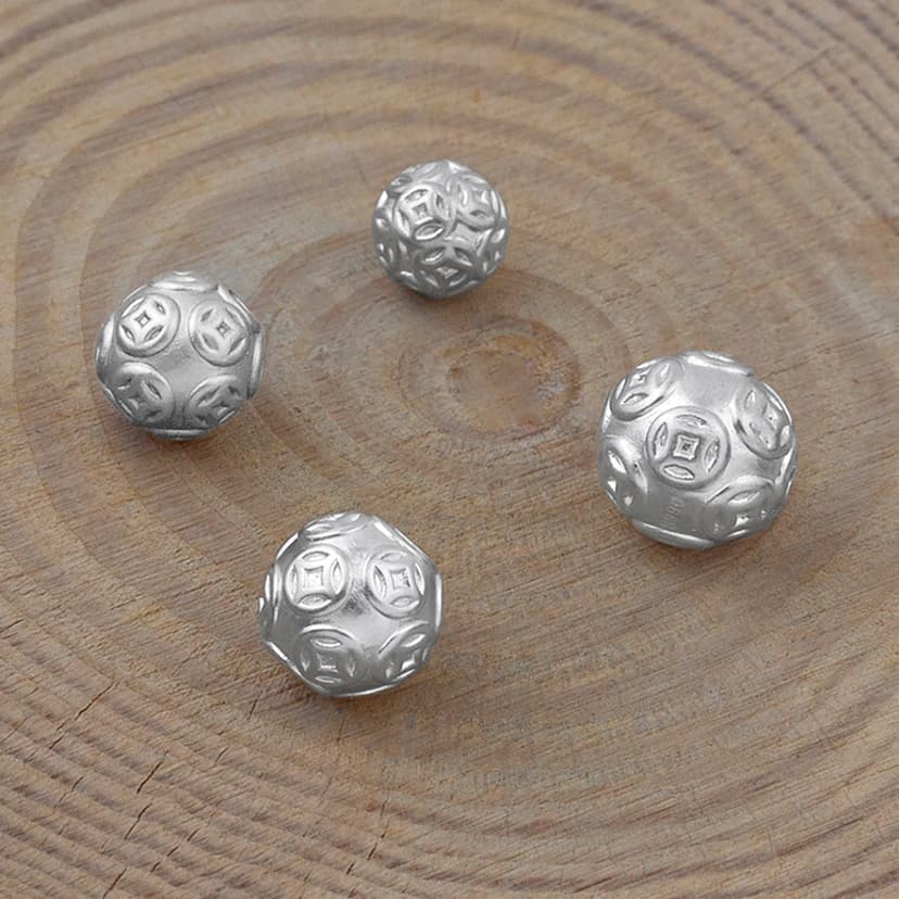 Ảnh Charm cầu bạc ta MIÊU BẠC phụ kiện mix charm vào lắc tay, lắc chân, vòng cổ 2 màu size 8mm 10mm 12mm C500077 C500067 3