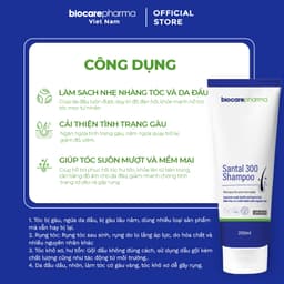 Thumbnail Dầu gội giảm gàu nấm ngứa Santal 300 shampoo mẫu tuýp 200ml | Biocarepharma 3