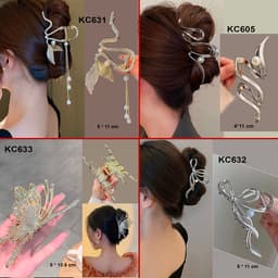 Thumbnail GOTI - Phụ Kiện Tóc Nữ Thanh Lịch – Kẹp Tóc Càng Cua Kim Loại Hình Chữ S Gợn Sóng Đính Hạt Quà Tặng Nữ 20-10 8-3 KC605 2