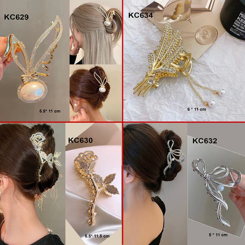 Ảnh GOTI - Phụ Kiện Tóc Nữ Thanh Lịch – Kẹp Tóc Càng Cua Kim Loại Hình Chữ S Gợn Sóng Đính Hạt Quà Tặng Nữ 20-10 8-3 KC605 4
